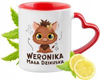 Kubek Czerwony Z Uszkiem W Kształcie Serca Dla Weroniki Na Prezent