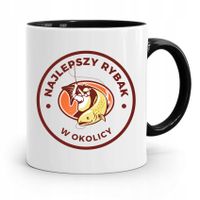 Kubek Czarny Dla Wędkarza Najlepszy W Okolicy Z Nadrukiem Ze Zdjęciem