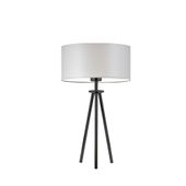 Czarna lampka nocna z abażurem ALTA z jasnoszarym abażurem