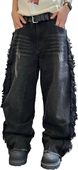 Spodnie jeansowe męskie baggy Y2K hip hop luźne czarne oversize XXL