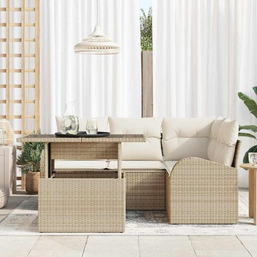 Zestaw Sof na Ogród 5 pcs Beżowy 100 x 55 x 73 cm Polirattan na Arena.pl