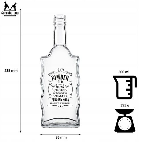 5x BUTELKI na BIMBER NALEWKI WÓDKĘ WHISKY z NADRUKIEM Butelka FALA 500 ml na Arena.pl