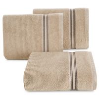 Ręcznik w prążki z ozdobną bordiurą bawełna FILON 70X140 beżowy
