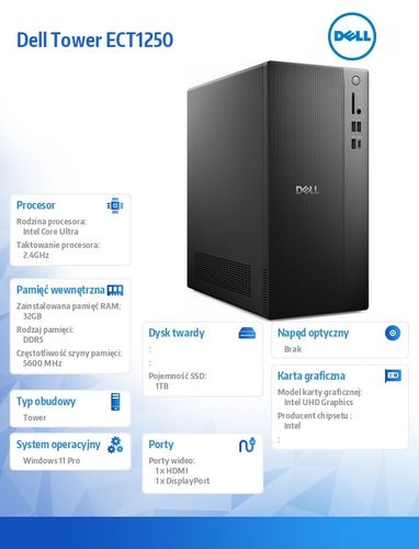 Komputer Dell Tower Ultra 7-265/32GB/1TB/Win11P na Arena.pl
