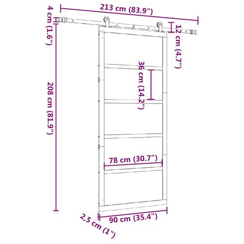 Drzwi przesuwne Brązowy 90 x 208 cm Lite drewno sosnowe na Arena.pl