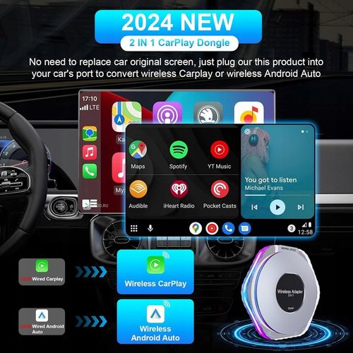 NEW Wireless Crystal Carplay AIBox Android Aut Adapter na Arena.pl