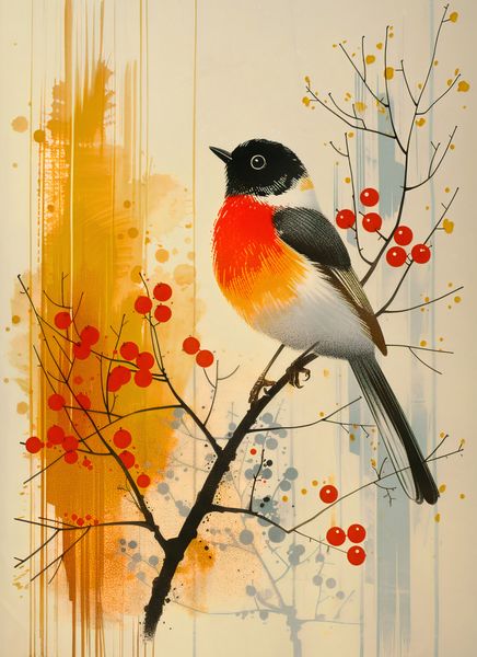 Plakat 40x55cm Jesienny Rudzik zdjęcie 1