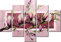 105CM 150CM OBRAZ 5 ELEM SŁODYCZ MAGNOLII PUDROWYM RÓŻU DRUK