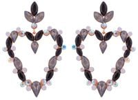 kolczyki, sztyfty, serca, kolorowe cyrkonie, czarno-grafitowe 3