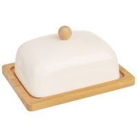 maselniczka maselnica porcelanowa bambusowa biała 127144