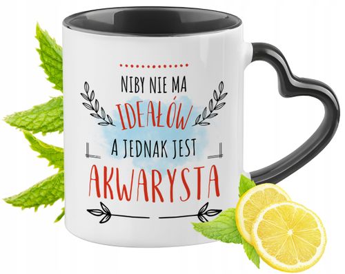 Dla Akwarysty Kubek Czarny Z Uszkiem W Kształcie Serca Na Prezent na Arena.pl