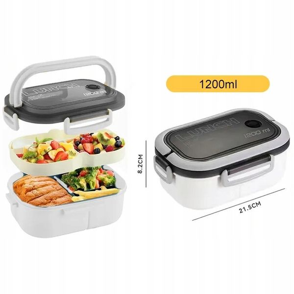 LUNCHBOX LUNCH BOX ŚNIADANIÓWKA POJEMNIK PUDEŁKO BOX Z PRZEGRÓDKAMI 1200ML zdjęcie 10