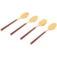 Łyżeczki deserowe złote 4 szt 15 cm fioletowe