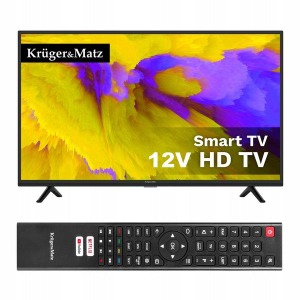 Telewizor SMART TV WiFi 32 cale HD USB DVBT2/S2 HEVC Netflix 230V 12V zdjęcie 1