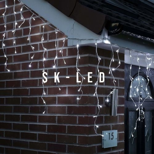 KURTYNA ŚWIETLNA 200 LED 9,5m SOPLE GIRLANDA LED BIAŁA ZIMNA PROGRAMATOR na Arena.pl