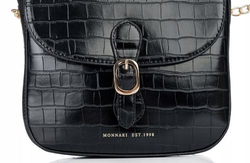 Monnari Torebka Kuferek Listonoszka Czarny Kroko Łódka Czarna PREMIUM na Arena.pl