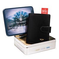 skórzany portfel na karty z systemem rfid protect — peterson