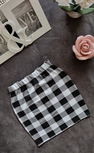 SPÓDNICZKA MINI w KRATKĘ obcisła OŁÓWKOWA na GUMCE S/M na Arena.pl