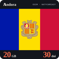 Karta eSIM Internet Andora 20 GB na 30 dni - bez rejestracji