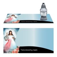 SZKLANA PODSTAWKA POD ZNICZE Z LUSTRA TWÓJ DOWOLNY TEKST 60x30cm 773d