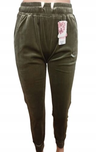 Spodnie welurowe z kieszeniami bawełna MODNE prążki DASIRE M zielone na Arena.pl