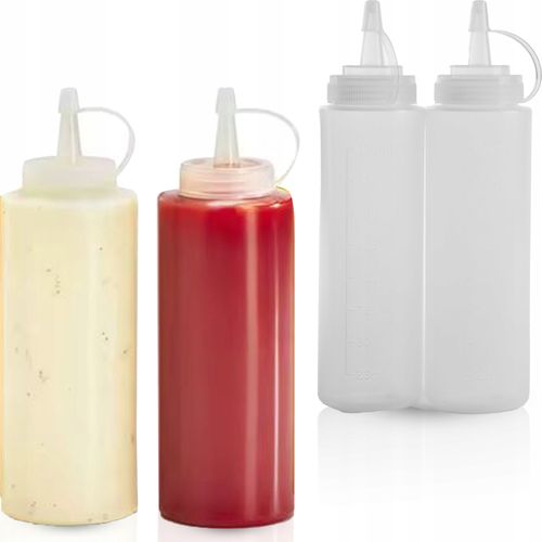 ZESTAW 2x BUTELKA DYSPENSER DOZOWNIK DO SOSÓW PRZEZROCZYSTY KUCHENNY 240 ML na Arena.pl