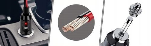 Wtyk gniazda zapalniczki z kablem 180 cm. i konektorami M5 12V 24V na Arena.pl