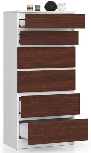 KOMODA K60 6 SZUFLAD BIAŁA / WENGE na Arena.pl