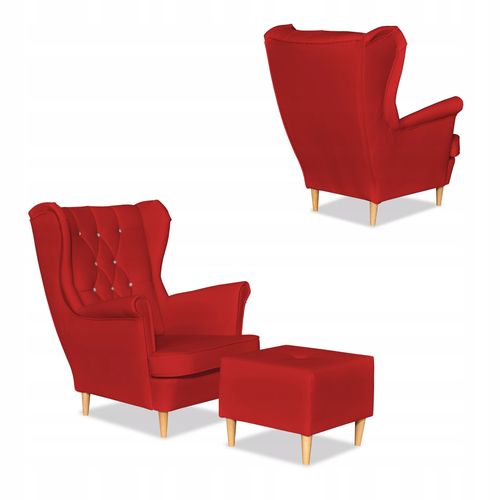 Zestaw uszak Gaja ekoskóra skaj sofa fotele pufy czerwony na Arena.pl