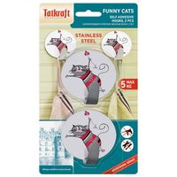 Haczyk samoprzylepny metalowy 2 szt Funny Cats