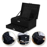 szkatułka na biżuterię kuferek etui organizer czerń pd119cz