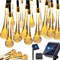 GIRLANDA SOLARNA OGRODOWA DŁUGA LAMPKI 40xLED 6M WYDAJNE ŻÓŁTE WODOODPORNE