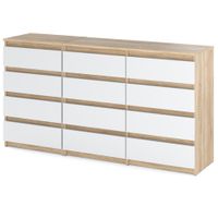 Komoda 12 Szuflad Szafka 180cm Młodzieżowa Salon Sypialnia Sonoma Biały