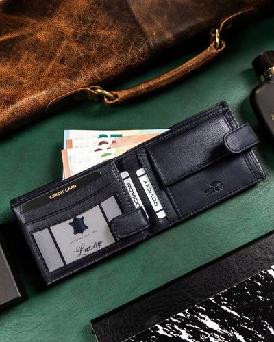 ROVICKY portfel skórzany męski poziomy zapinany RFID na prezent na Arena.pl