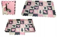 MATA PIANKOWA EDUKACYJNA dwustronna PUZZLE duża zwierzątka 40el 3kol EVA