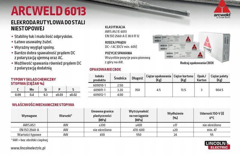 LINCOLN ELEKTRODA ARCWELD 6013 FI 3,2 4,5kg zdjęcie 2