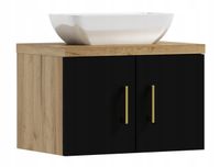 Szafka łazienkowa wisząca MARKUS 50 dąb /czarny z umywalką Lara (W5)