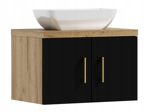 Szafka łazienkowa wisząca MARKUS 50 dąb /czarny z umywalką Lara (W5) na Arena.pl