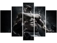 100CM 150CM OBRAZ 5 ELEM MĘŻCZYZNA SIŁOWNI STALOWYM KOLORZE ŚCIENNY