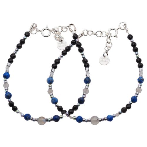 Bransoletka mix - Turmalin, Lapis Lazuli, Labradoryt, hematyt i srebro na Arena.pl