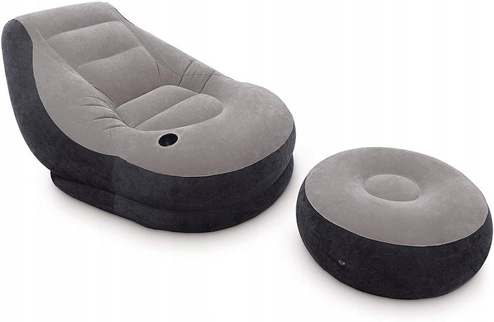 FOTEL DMUCHANY WELUROWY PUFA + PODNÓŻEK INTEX zdjęcie 13