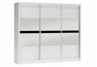 Szafa Batumi 250x61x215cm biel/lustro/szkło czarne