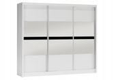 Szafa Batumi 250x61x215cm biel/lustro/szkło czarne