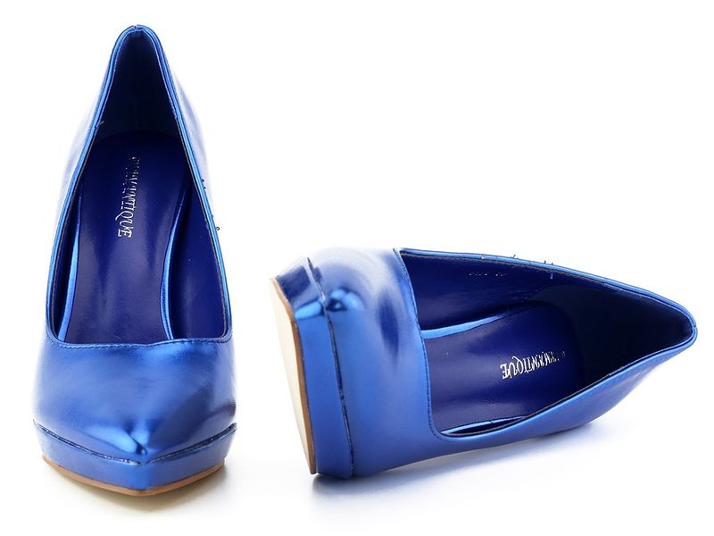 Niebieskie szpilki na platformie 36 zdjęcie 5