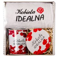 Prezent Na Dzień Kobiet Zestaw Prezentowy Komplet Ręcznik Kubek Podkładka