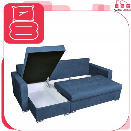 Narożnik Varius rozkładany z funkcją spania Family meble rogówka niebieski na Arena.pl