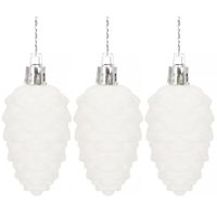 Zawieszka na choinkę szyszki 3 szt. ozdoba świąteczna 7 cm biały brokat