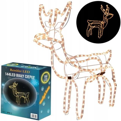 Renifer Świąteczny 144 LED Świetlna JELONEK Ozdoba Do Ogrodu Biały Ciepły na Arena.pl