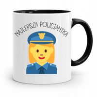 Kubek Czarny Prezent Dla Najlepszej Policjantki Z Nadrukiem Ze Zdjęciem