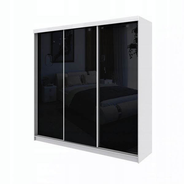 Szafa Przesuwna PARIS 250cm fronty wysoki połysk czarna zdjęcie 1